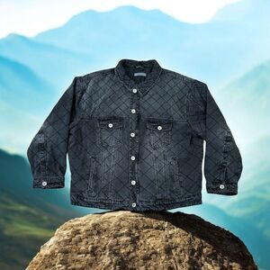 Maniere De Voir Women’s Black Diamond Pattern Button Front Jacket Size M/L